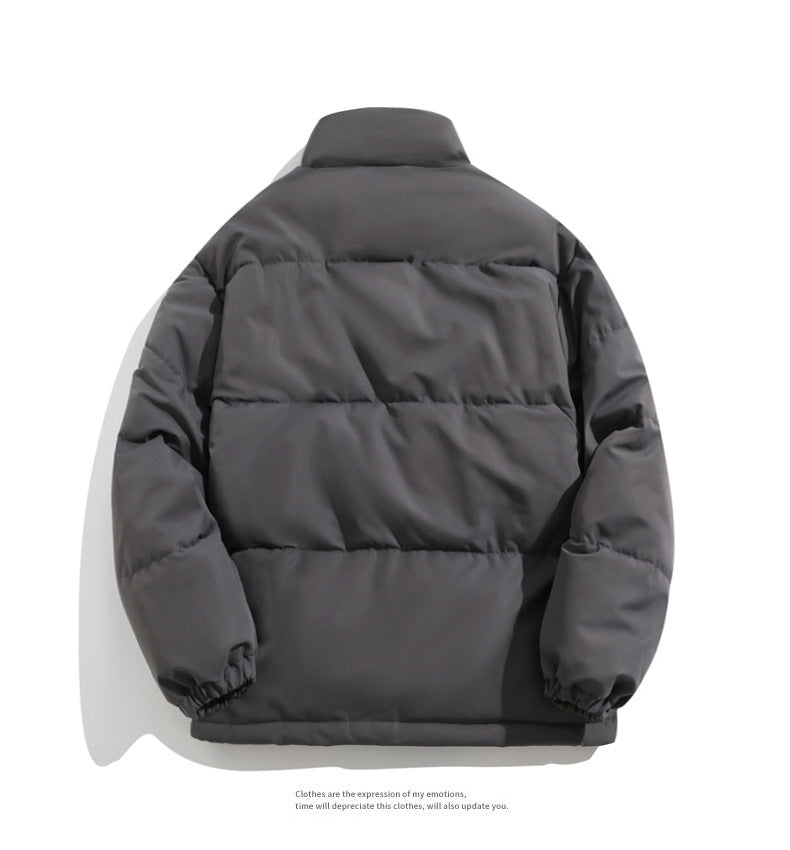 Cross-border Winter New Men's Loose Collar fleece-lined Cotton-padded Clothes Korean Style Youth Fashion Trendy Casual Cotton-padded Jacket