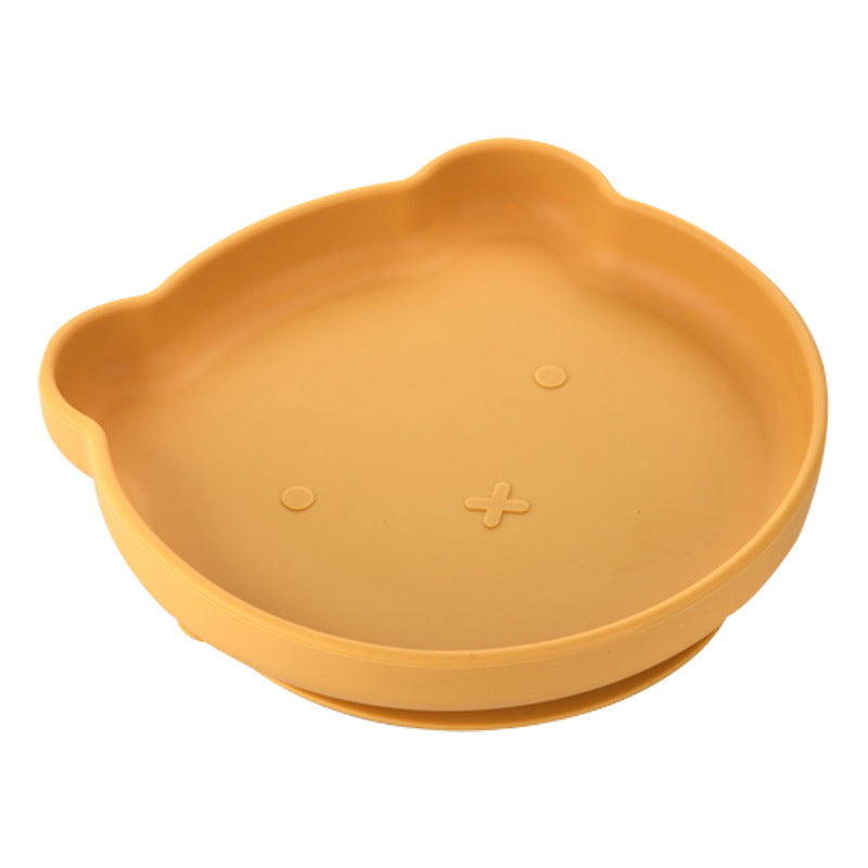 Free Shipping Baby Food Supplemented Training Dinner Plate Children's Bear Suction Bowl Food Grade Drop-resistant Baby Bear Silicone Dinner Plate