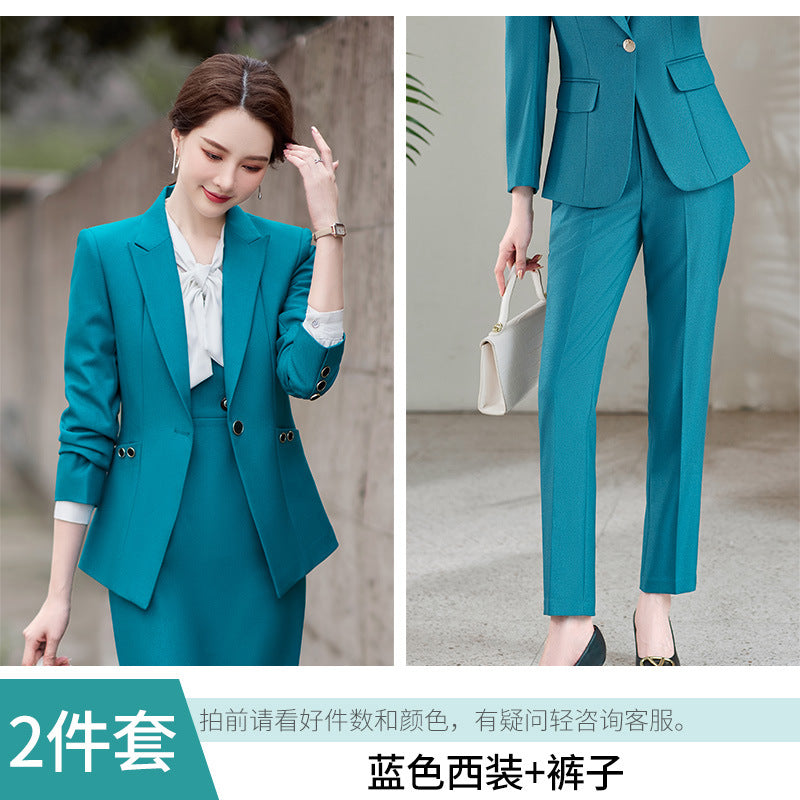 Amazon European and American Cross-Border Popular Commuter Foreign Trade Women's Blazer Professional Pants Dress Two-Piece Suit