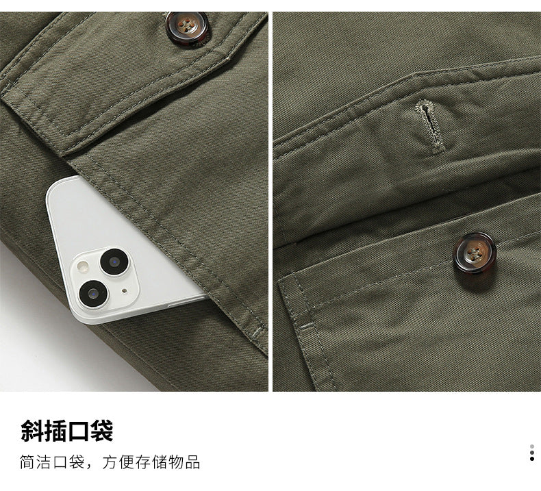 New Lamb Wool Jacket Men's Winter Thickened Wool Collar fleece-lined Overalls Cotton-padded Jacket Men's Jacket Casual Cotton-padded Jacket Aviator