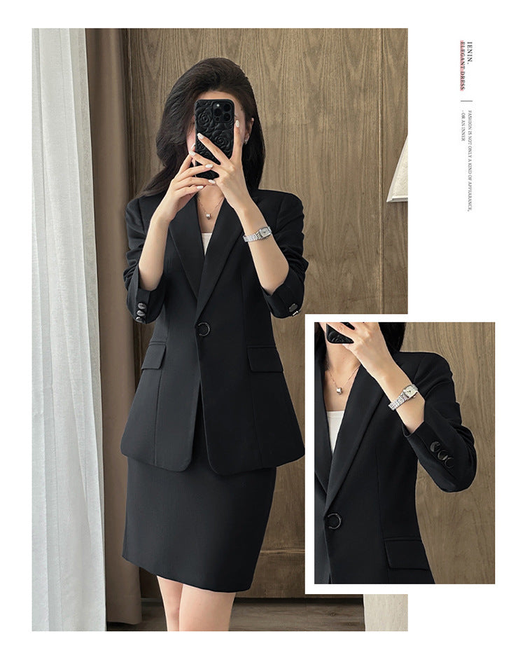 Suit suit Women's Spring and Autumn Business Dress Front Desk Reception Work Clothes Suit Interview Suit Sales Department Property Tooling