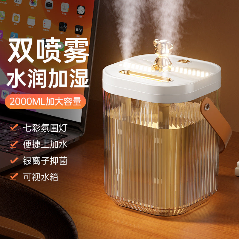 Cross-Border Desktop Humidifier for Home Bedroom Extra Large Capacity Ambient Light Double Nozzle Extra Large Mist Volume Sprayer Dropshipping