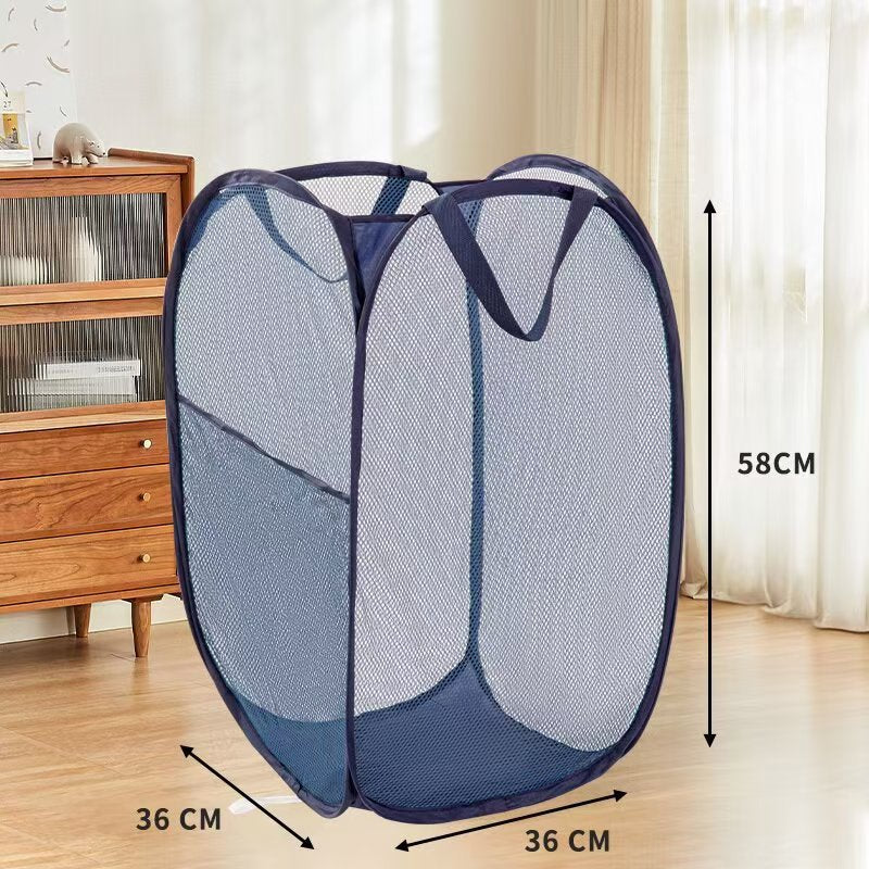Dirty Clothes Basket, Foldable Large-Capacity Household Mesh Laundry Basket, Bathroom Storage Basket for Dirty Clothes