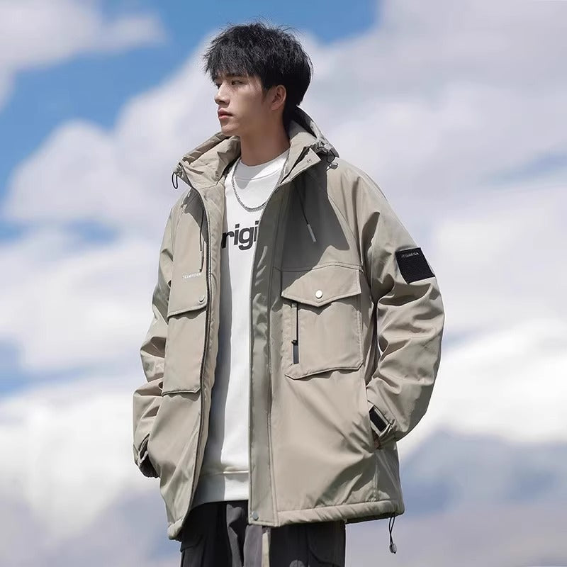Woodpecker Assault down Cotton Jacket Men's Winter Thickeneded Warm Work Jacket Cotton Jacket New Hooded Winter Jacket