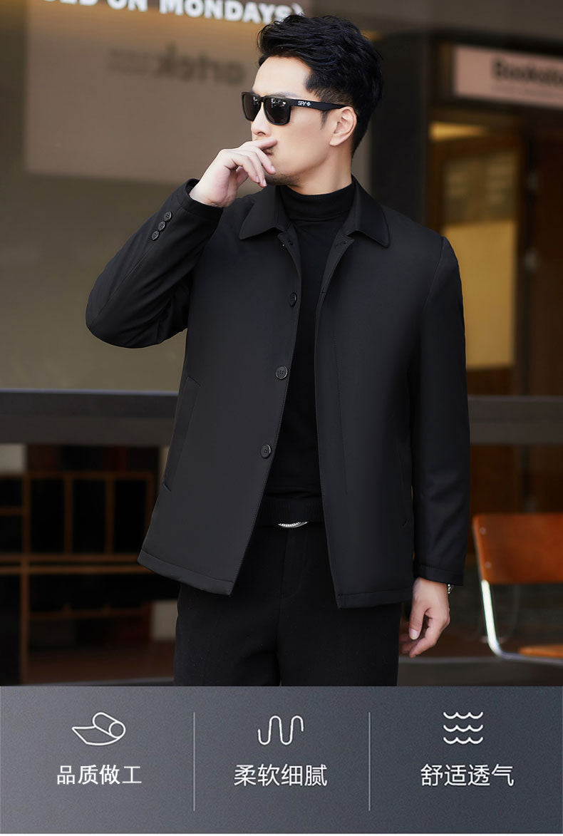 Pastoral Bird Autumn and Winter New Middle-aged Men's Jacket Short Down Cotton-padded Jacket Cotton-padded Coat Thickened Dad's Clothes