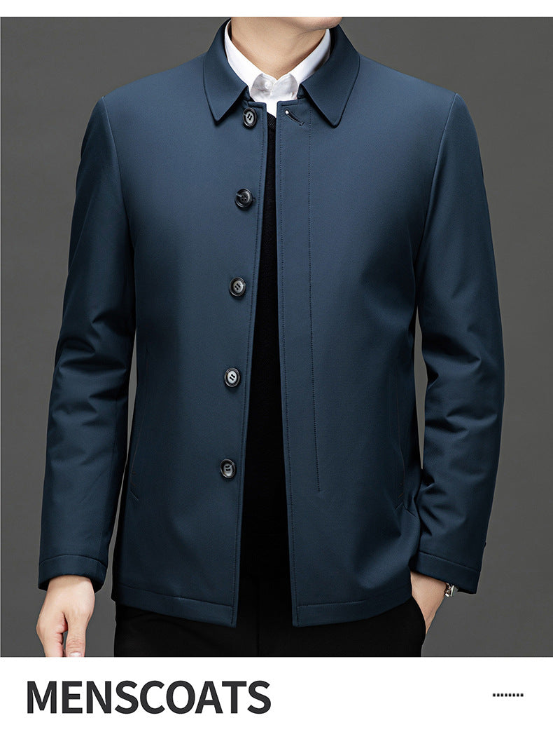 Pastoral Bird Jacket Cotton Coat Coat Winter Middle-aged and Elderly Men's Lapel Business Casual Lightweight Warm Silk Cotton Coat