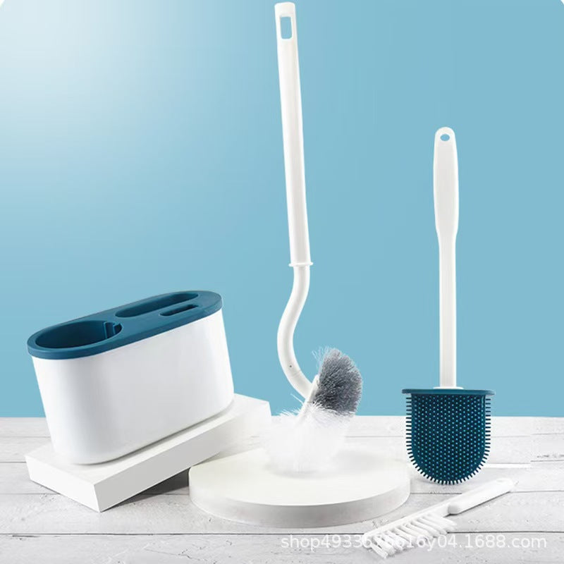 Creative Silicone Japanese Elbow Toilet Brush with Base Wall Mounted Brush Toilet Toilet Hard Hair Cleaning Brush