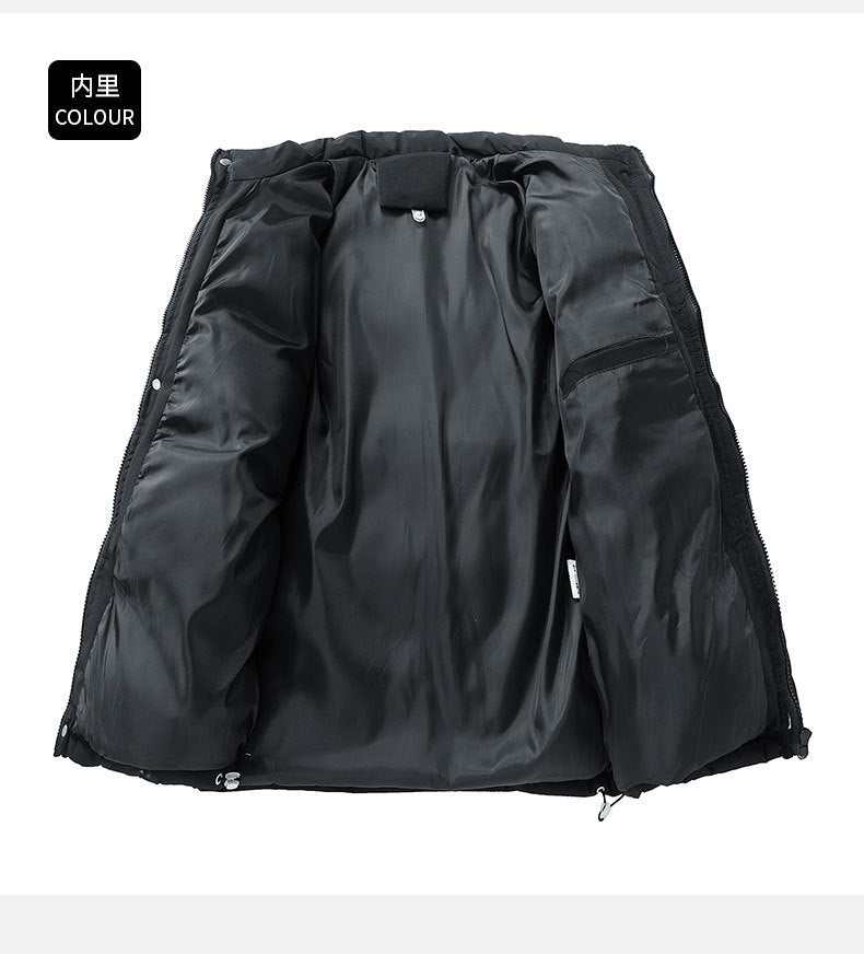 Aliexpress Foreign Trade 2025 Winter New Men's Solid Color Loose Thickened Cotton Jacket in Stock