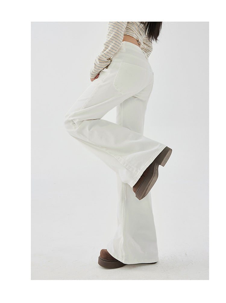 Yc&2-Color American Retro Low-Waist Sexy Flared Pants for Autumn and Winter Micro-Elastic Versatile Slimming Look Jeans for Women