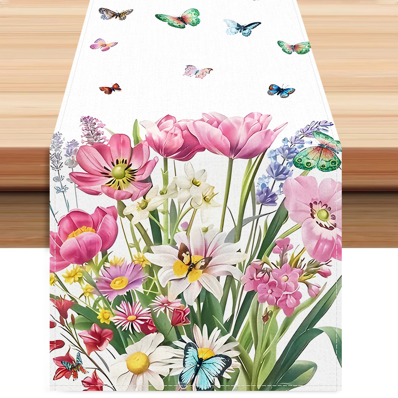 Amazon Summer New Flower Table Runner Home Living Room Cabinet Decorative Table Cloth Cushion Tea Flag Linen Printed Tablecloth