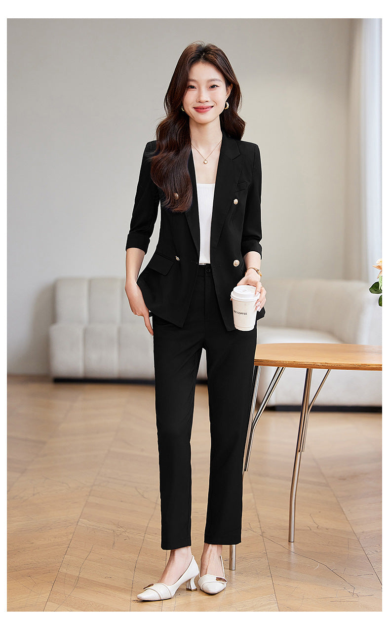 Seven-point Sleeve Suit suit Women's Spring and Summer New College Student Work Clothes Interview Dress Slim-fit Jacket Professional Suit