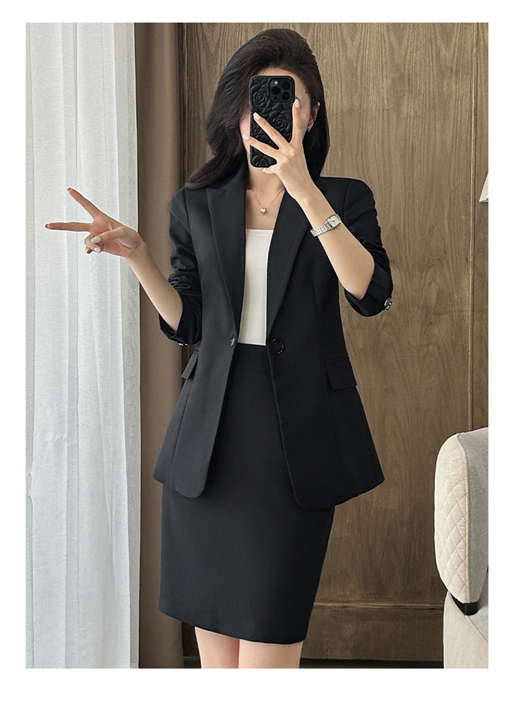 Suit suit Women's Spring and Autumn Business Dress Front Desk Reception Work Clothes Suit Interview Suit Sales Department Property Tooling