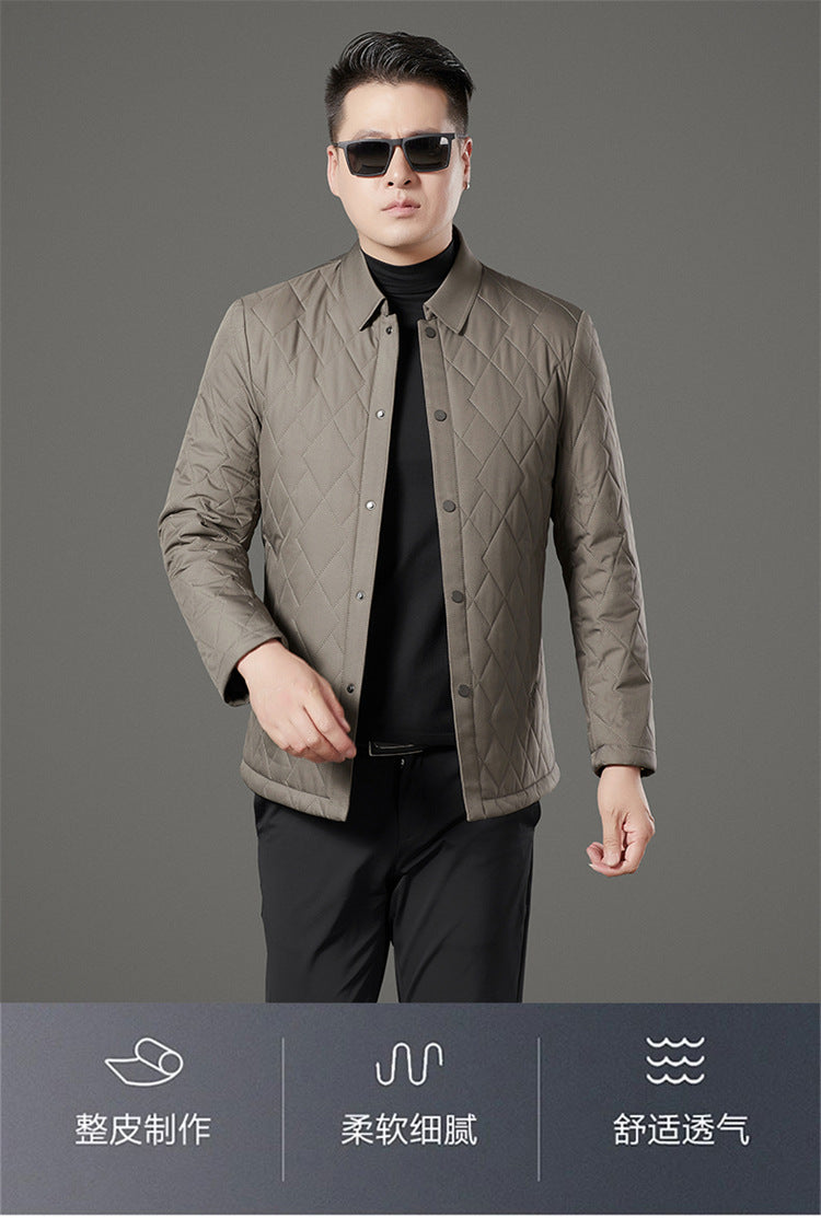 24 Winter Men's Cotton Jacket for Young and Middle-Aged, Casual Trendy Warm Silk Cotton Coat, Casual Outerwear for Men