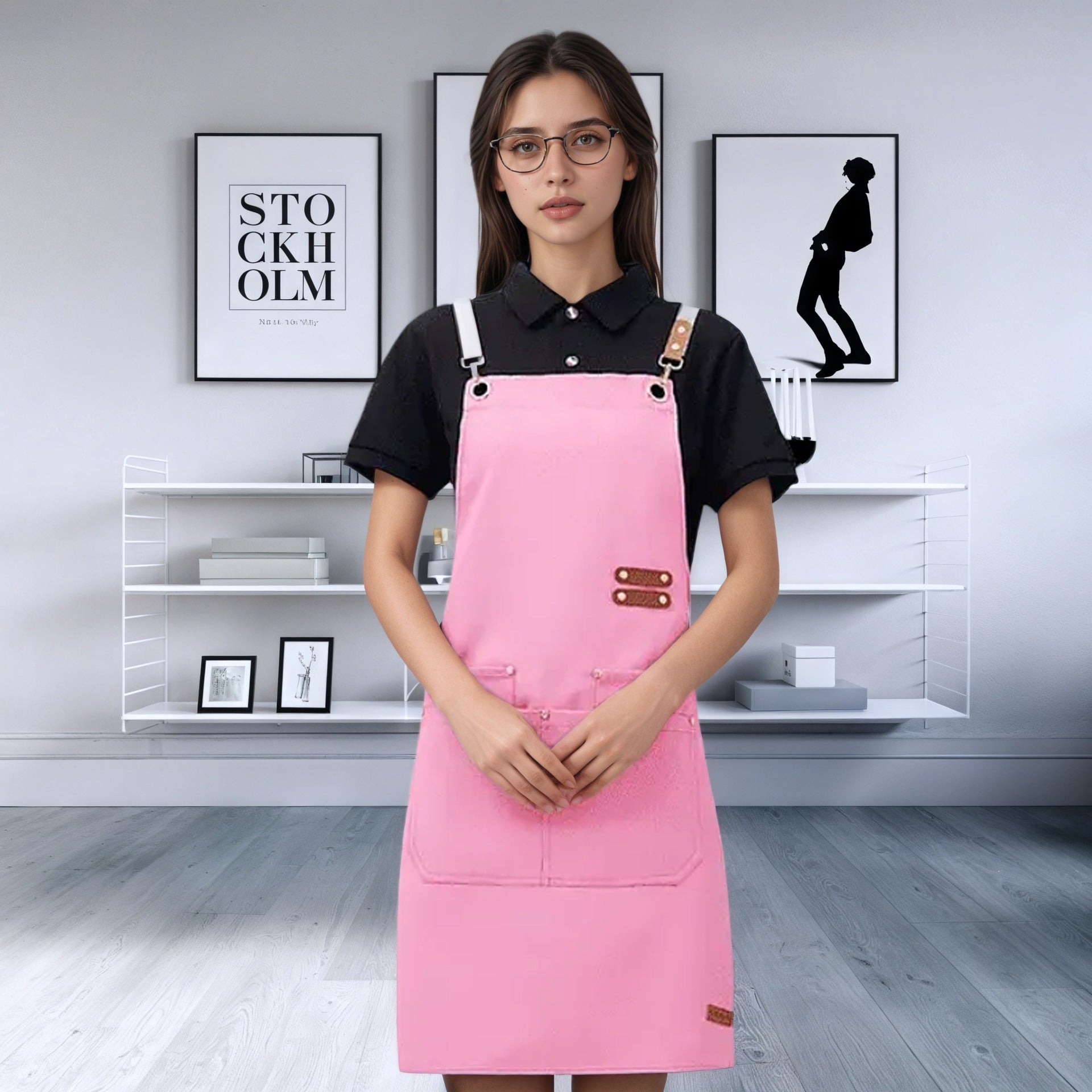 Mengniu Internet Celebrity Cross-Border Waterproof and Oil-Proof Canvas Suspenders Catering Kitchen Home Work Apron Custom Logo Printing