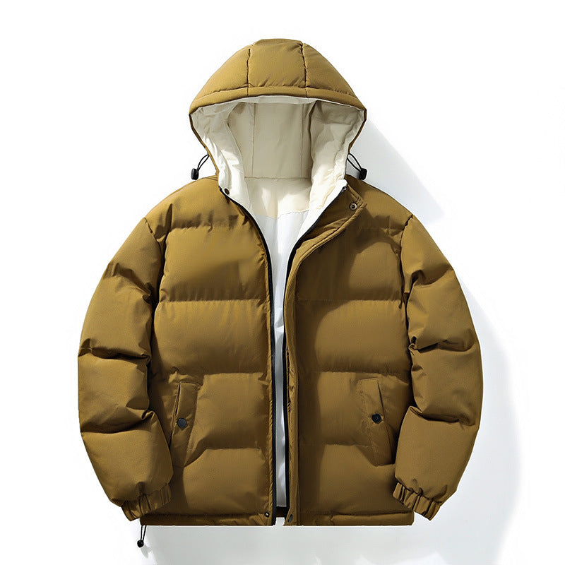 Men's Winter Casual Hooded Jacket Japanese Style Windproof Thick Warm Sports Coat