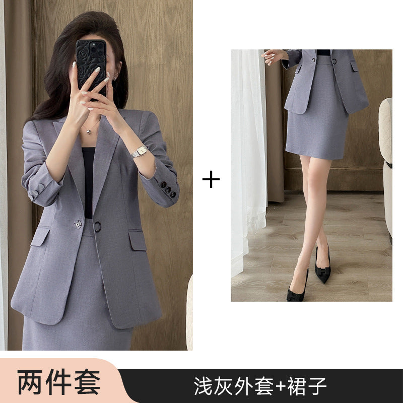 Suit suit Women's Spring and Autumn Business Dress Front Desk Reception Work Clothes Suit Interview Suit Sales Department Property Tooling
