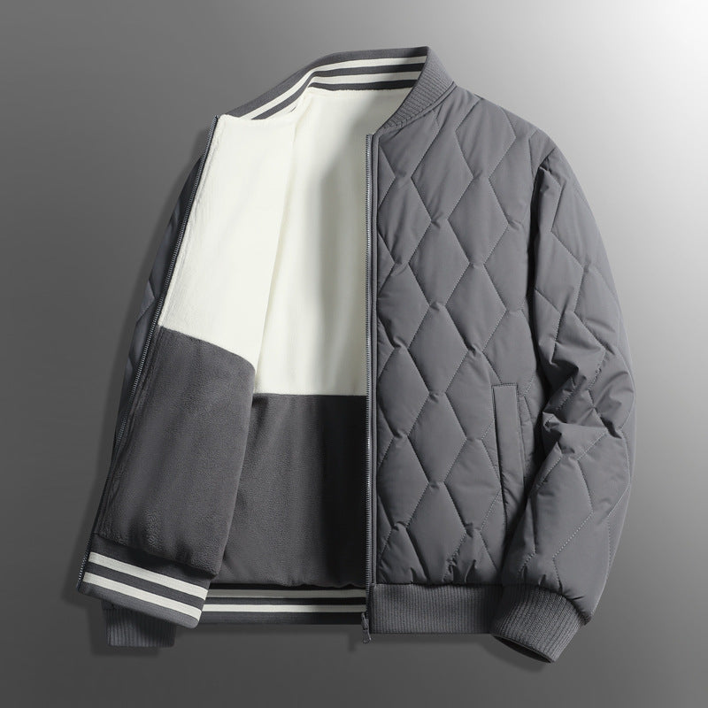 Double-sided stand collar cotton-padded jacket jacket men's winter fleece-lined thickened cotton-padded jacket fashion brand relaxed-fit warm bread suit for lovers