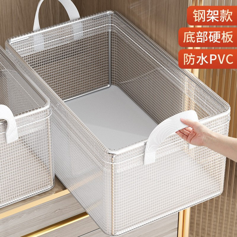 Large-Capacity Steel Frame Support Pvc Clip Mesh Cloth Transparent Clothes Storage Box Foldableable Household Multi-Functional Storage Box