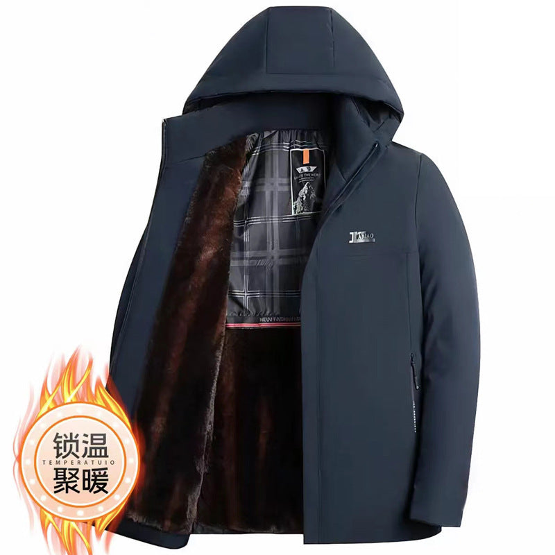 Autumn and Winter fleece-lined Thickened Cotton-padded Clothes Men's Cotton-padded Jacket Youth Warm regular All-match Fashionable Solid Color Quality