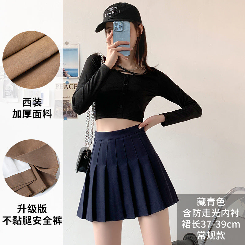 Pleated Skirt Women's Summer Jk Skirt Slimming Look New Plaid Skirt High Waist Korean Style Black A-Line Skirt Large Size Short Skirt