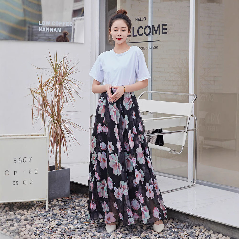 European and American Printed Skirt for Women Amazon 2025 Summer New Casual Seaside Vacation Long Skirt Skirt