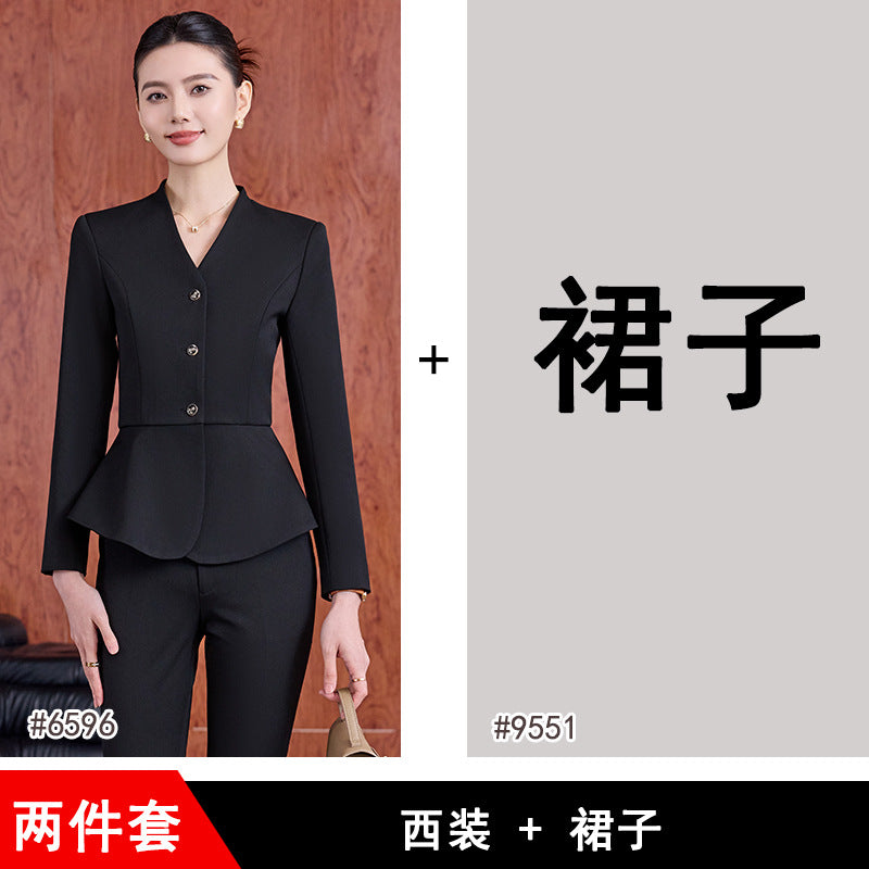 Dark Blue Suit Suit for Women 2025 Autumn and Winter New Professional Formal Wear Fashionable Workwear Jewelry Store Work Clothes