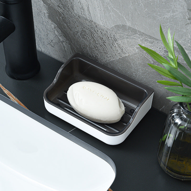 Wall-mounted Soap Box Bathroom Non-perforated Suction-cup Soap Box Bathroom Creative Double-layer Draining Rack Storage Rack