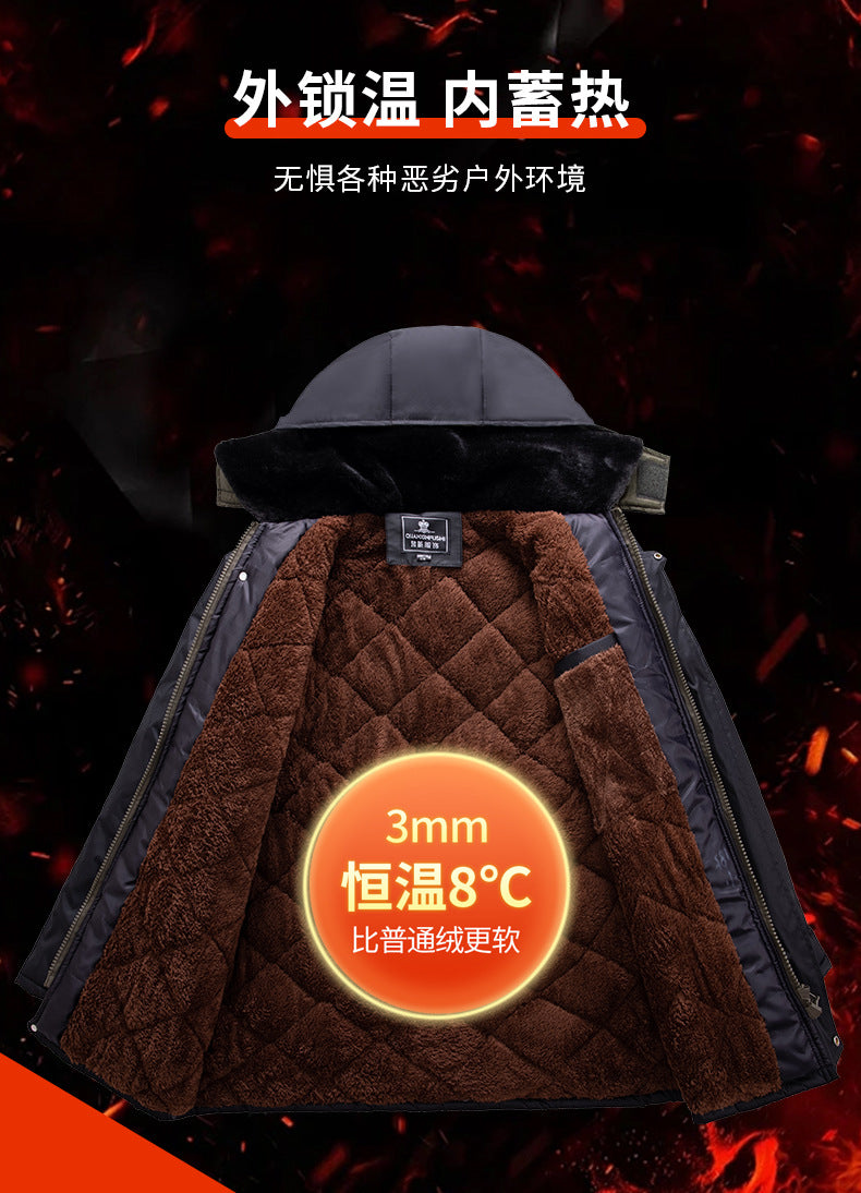 Winter Cold-Proof Cotton Coat, Labor Protection Cotton Jacket, Fleece-Lined and Thickeneded Construction Site Cold Storage Cotton Jacket, Thickeneded Warm Work Clothes, Cotton Jacket
