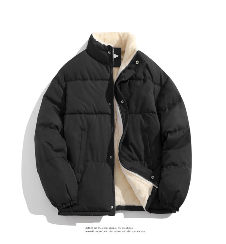 Cross-border Winter New Men's Loose Collar fleece-lined Cotton-padded Clothes Korean Style Youth Fashion Trendy Casual Cotton-padded Jacket