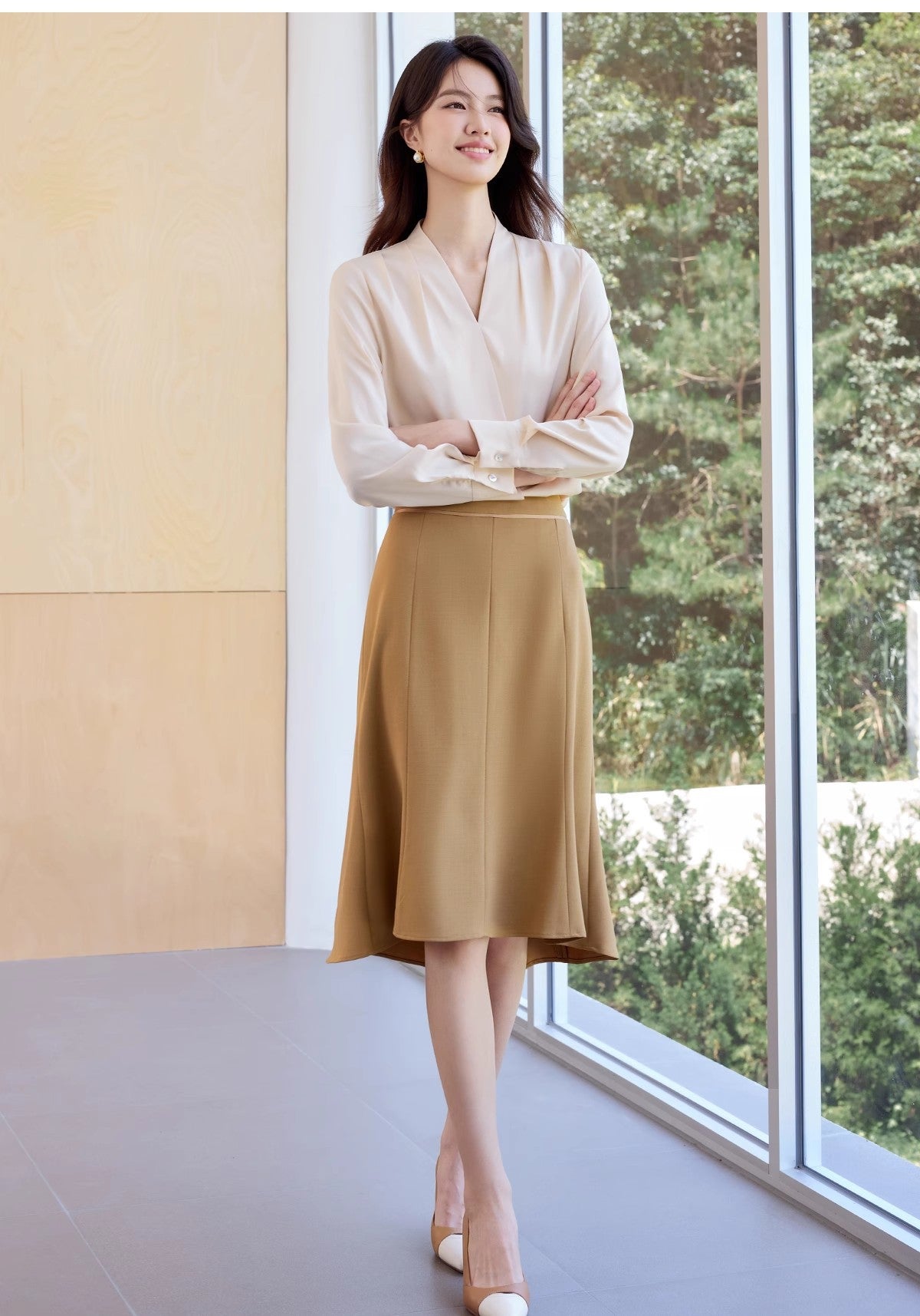 Summer New Style High-End Professional Women's Skirt Suit, Fashionable and Elegant Goddess Style Long-Sleeved Shirt and Skirt Formal Wear Ol