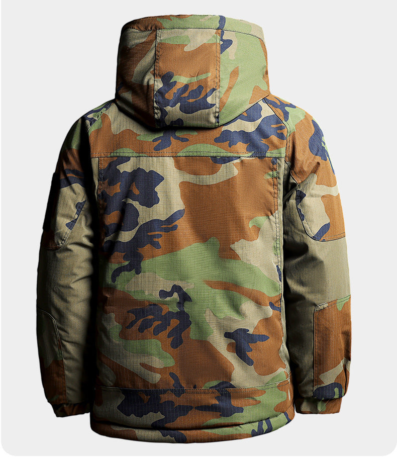 Autumn and Winter Tactical Camouflage Cotton Jacket Men's Cotton Jacket Jacket Cotton Jacket Hooded Jacket Thickeneded Work Clothes Outdoor