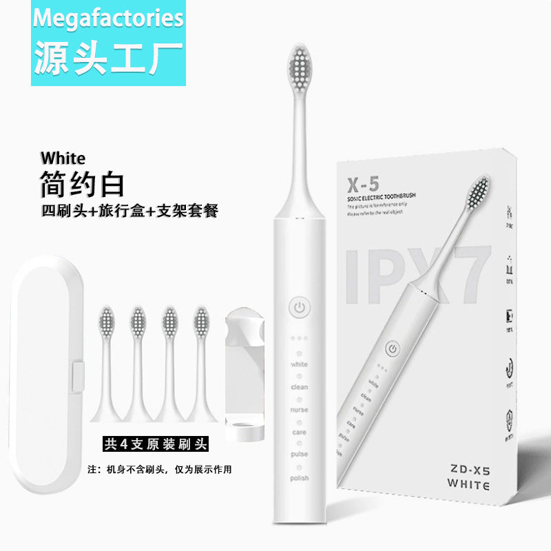 Factory wholesale soft bristle toothbrush flusher portable adult children universal ultrasonic electric toothbrush charging