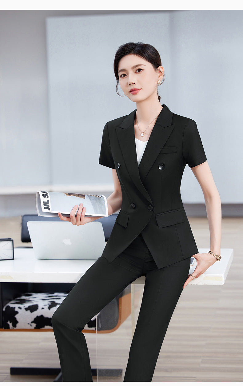 High-End Short-Sleeved Suit for Women 2025 Summer New Style Professional Wear Hotel Manager Bank Work Clothes
