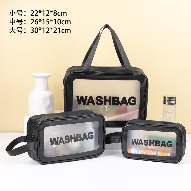 PU cosmetic bag large capacity dry and wet separate wash bag PVC transparent frosted bath bag travel portable storage bag