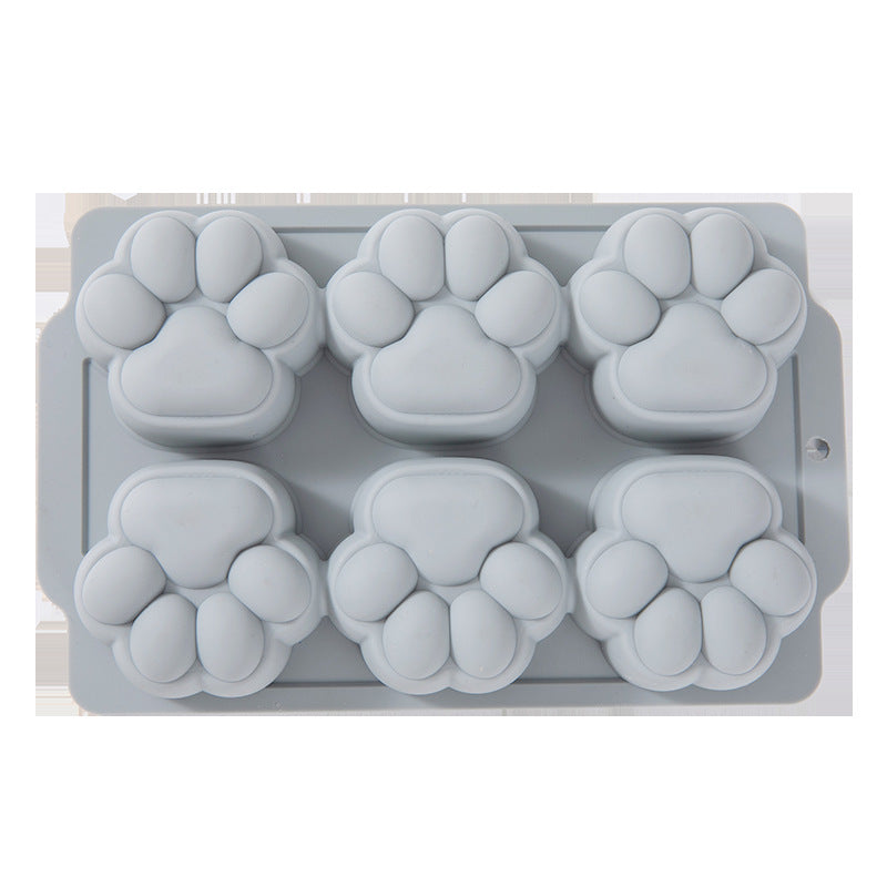 Strict selection of food grade silicone baby cake mold cartoon cat's claw footprints baby steamed cake complementary food mold