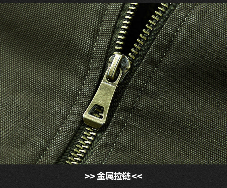 Men's Autumn and Winter Warm Fashion Fleece-Lined Bomber Jacket American-Style Workwear Hooded Cotton Coat for Warmth