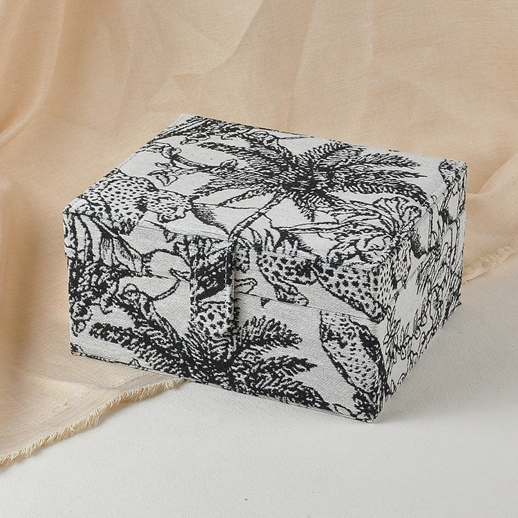 Double-Layer Portable Jewelry Box Jacquard French Retro Jewelry Box Necklace Watch Birthday Gift Jewelry Storage Box