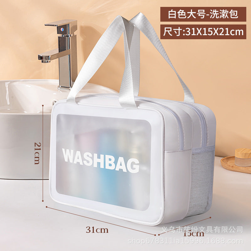 Korean Satchel Cosmetic Bag Pvc Dry and Wet Separation Toiletry Bag Satchel Waterproof Bath and Swimming Frosted Storage Bag
