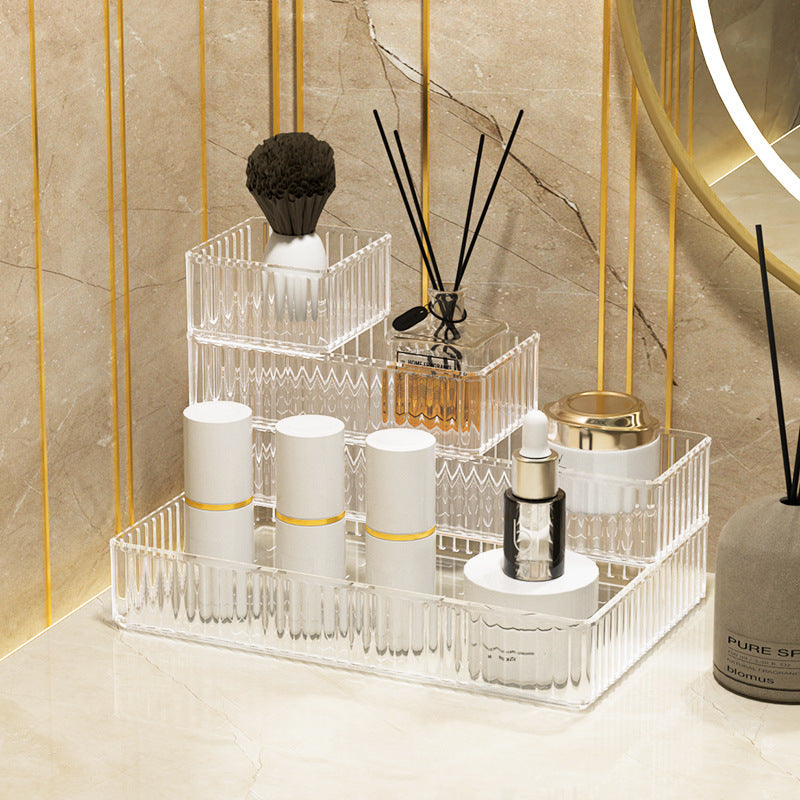 Transparent Wavy Drawer Storage Box Can Be Stacked with Storage Racks Desktop Cosmetics Storage Basket Sundry Partition Box
