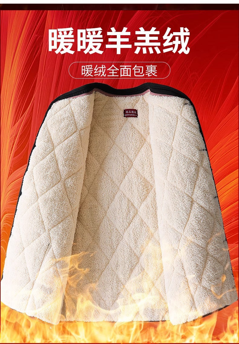 Old People's Cotton-padded Coat fleece-lined Thickened Dad's Cotton-padded Coat Grandpa Lamb Velvet Warm Cotton-padded Coat Home Loose Small Cotton-padded Coat