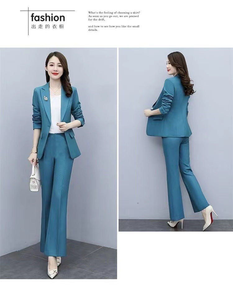 This Year's Hot Spring Style New Slim Fit Professional Fashion Bootcut Pants Women's Two-Piece Suit