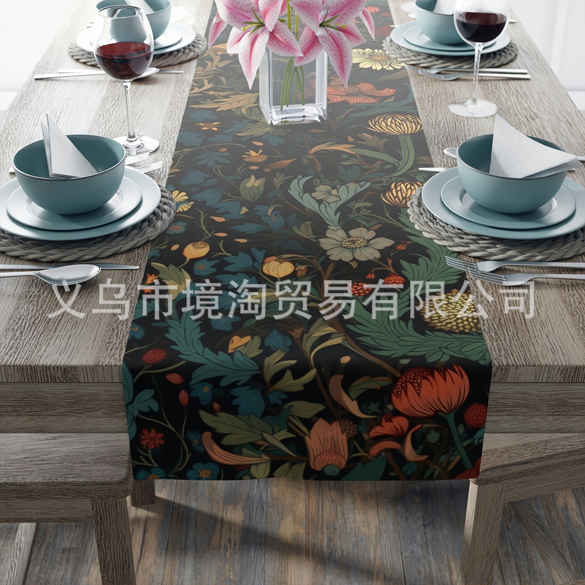 Linen Table Runner Pastoral Flower Lemon Summer Home Dining Table Outdoor Decoration Printed Tablecloth Table Runner