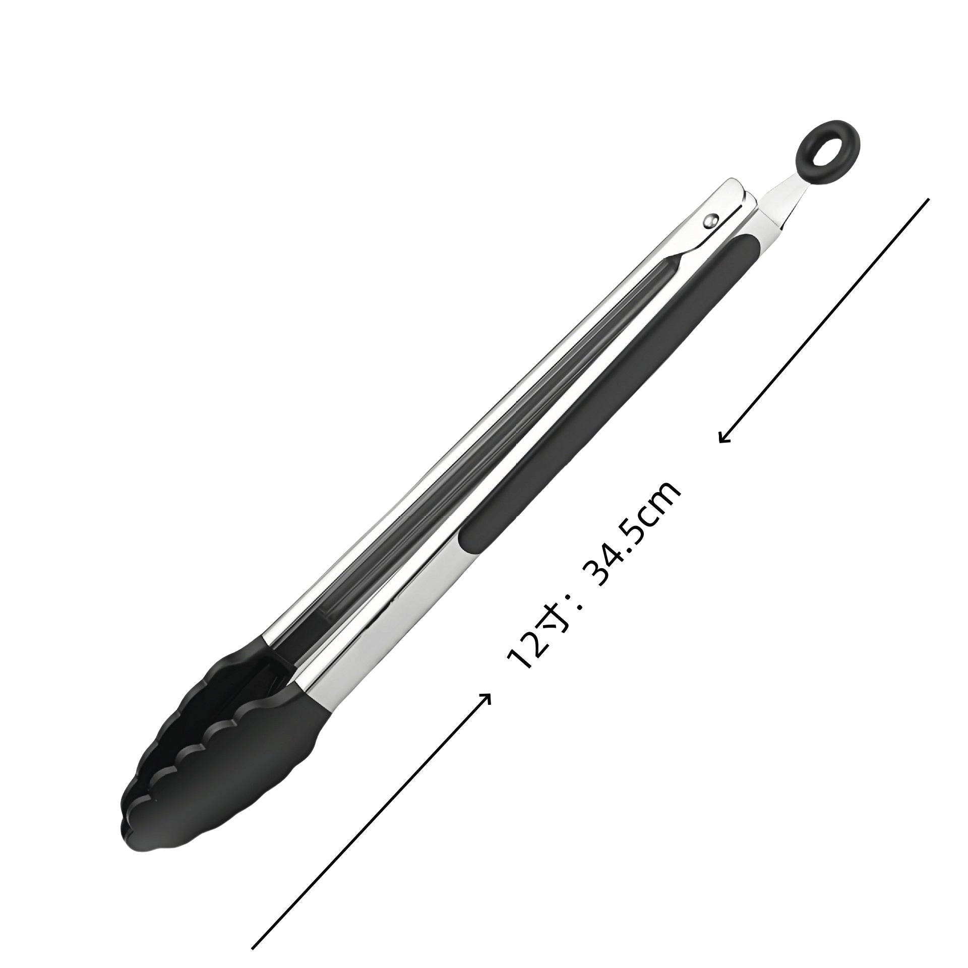 Cross-Border Black Silicone Clip High Temperature Resistant Kitchen Food Frying Stainless Steel Bread Clip Steak Clip Kitchen Food Clip