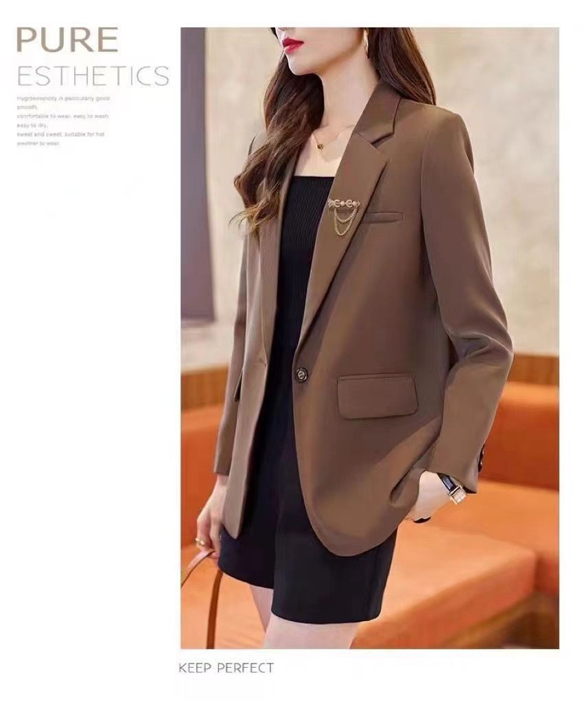 2025 Spring and Autumn New Suit Jacket Women's Casual Fashion Loose All-match Stylish Split Suit Jacket Trendy