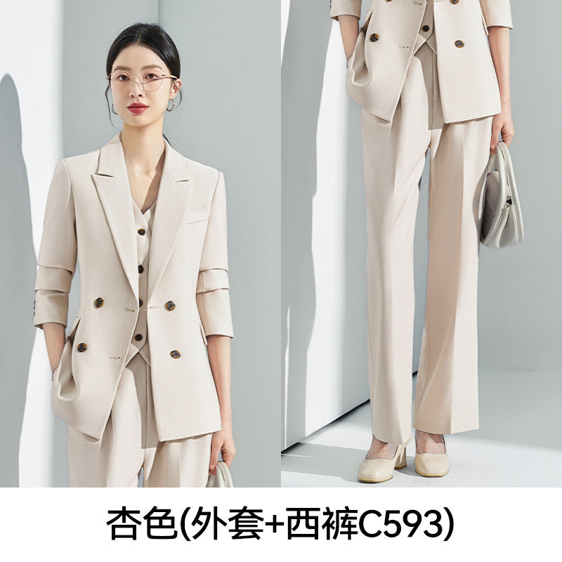 Blue Classy Professional Suit Suit for Women 2025 Spring & Fall New Style Workplace Formal Wear Elegant Work Clothing Three-Piece Suit
