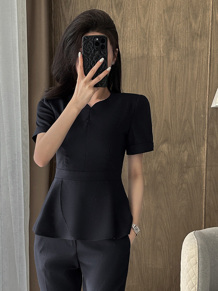 Summer Business Wear Short-sleeved Suit suit Women's Dress Slim-fit Temperament Hotel Front Desk Sales Department Jewelry Store Work Clothes