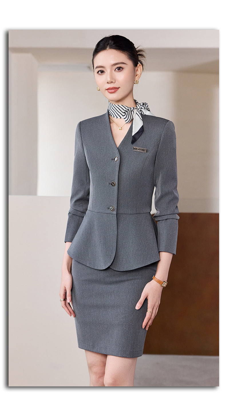 Dark Blue Suit Suit for Women 2025 Autumn and Winter New Professional Formal Wear Fashionable Workwear Jewelry Store Work Clothes
