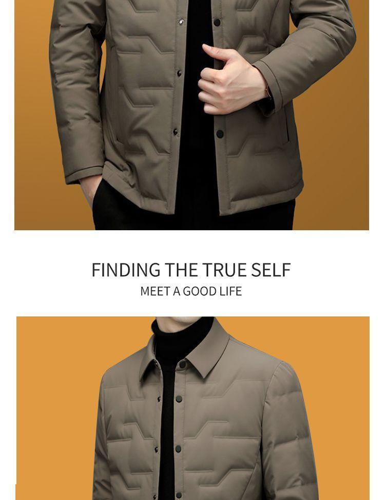 Middle-Aged Men's Autumn and Winter Lapel Jacket, Dad's Cotton Coat, Thickened Warm Cotton-Padded Jacket, Men's Winter Cotton Coat