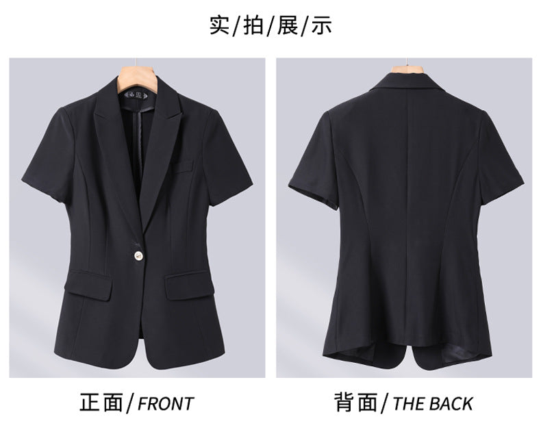 White Short-Sleeved Suit Jacket for Women Summer New Style Petite Professional Elegant Suit Suit Hotel Work Clothes Thin