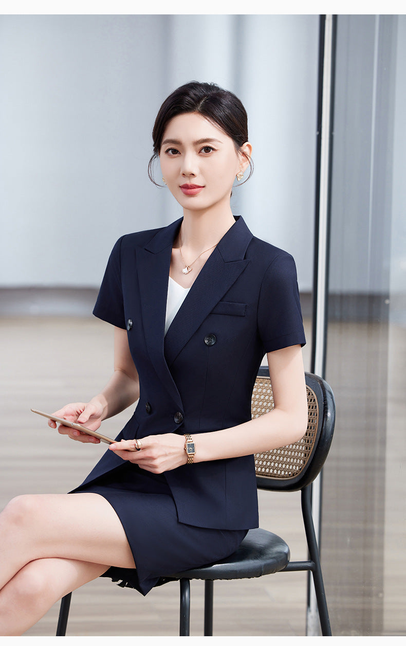 High-End Short-Sleeved Suit for Women 2025 Summer New Style Professional Wear Hotel Manager Bank Work Clothes